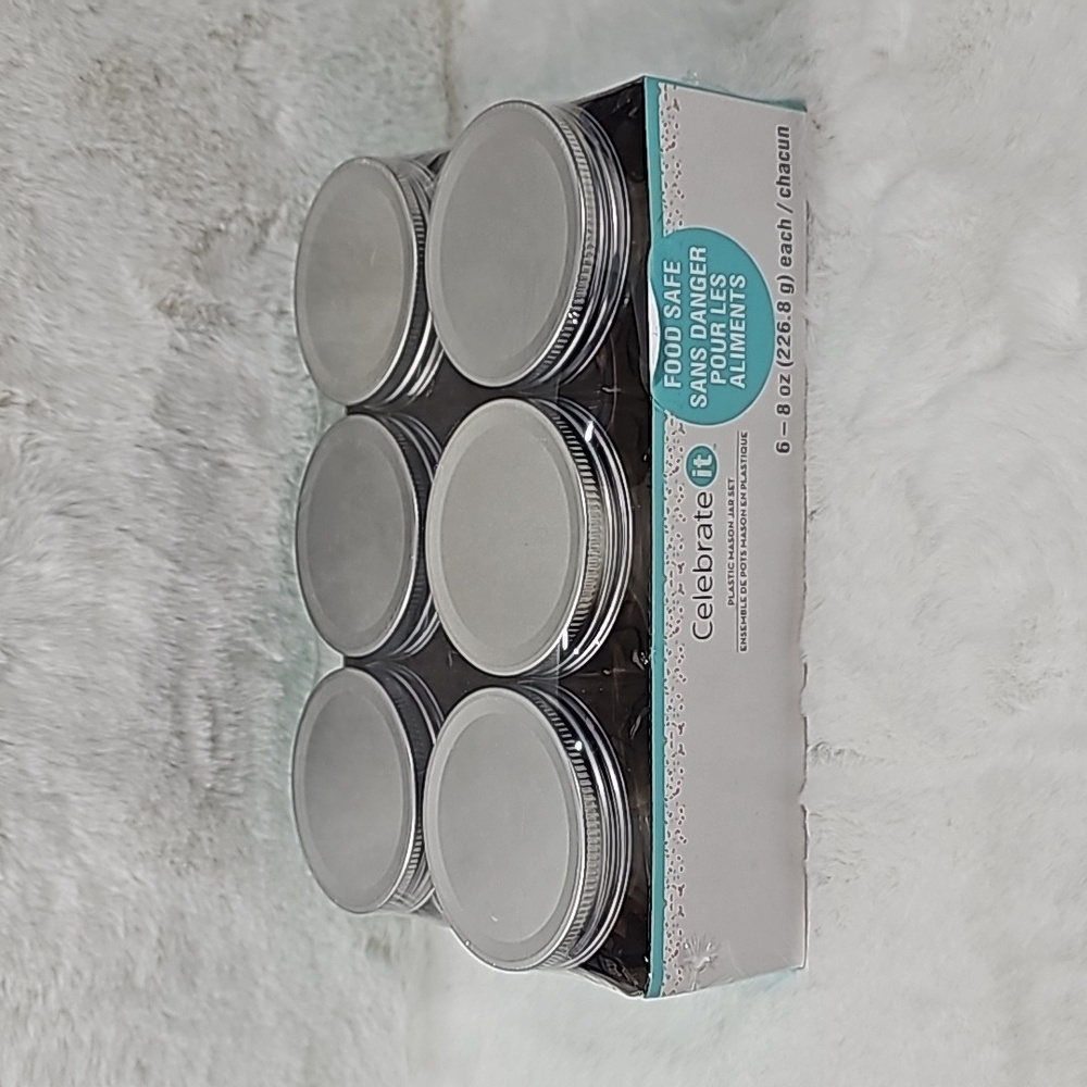 Celebrate it Plastic Mason Jar Set 6 8oz Jars